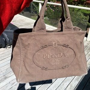 Authentic PRADA canapa canvas tote bag
